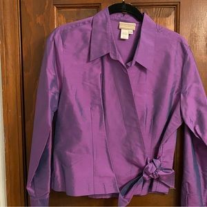 Coldwater Creek iridescent purple long sleeve wrap top